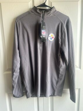 Antigua Men's Gray Quarter-Zip Steelers Pullover